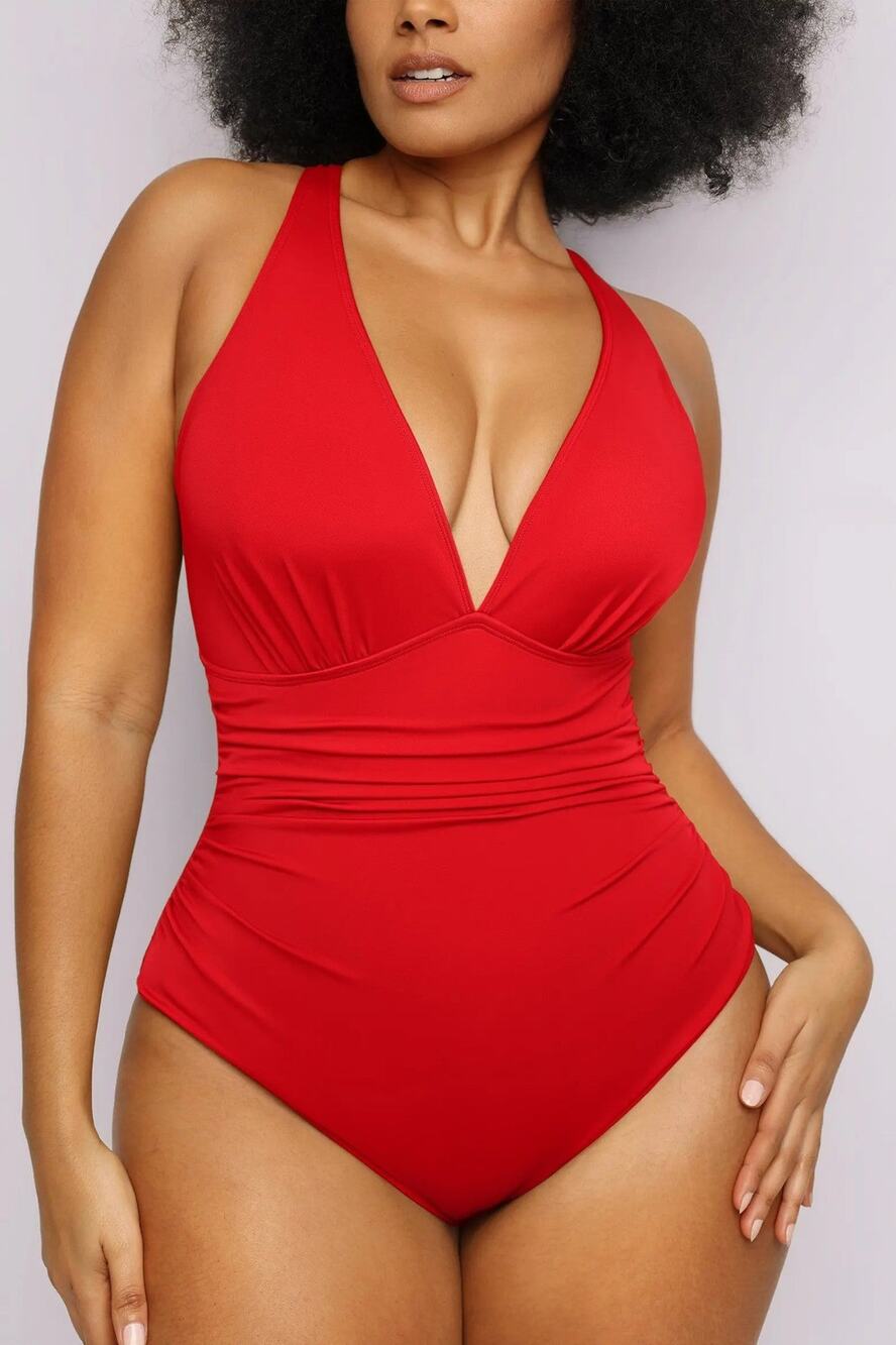 Shapellx Smart Sculpt Front Ruched One-Piece Swimsuit - XL
